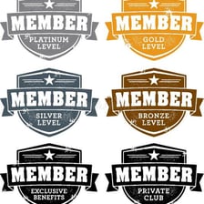 An illustration showing several membership levels arranged from basic to premium.