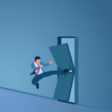 A person deftly moving around an obstacle
