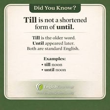 Informal written form of the shortened word ’til