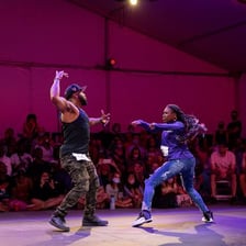 Dancers competing in a dance battle