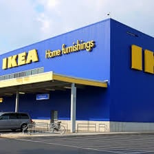An IKEA store displaying its blue-and-yellow logo.