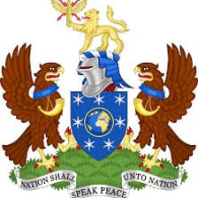 A historical BBC logo featuring a coat-of-arms design