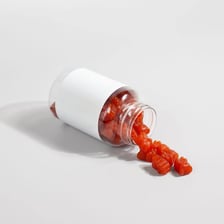 Colorful gummy vitamin supplements.