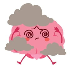 An illustration shows a brain partly obscured by swirling fog.