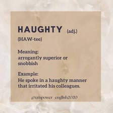 A person displaying a haughty, superior expression.