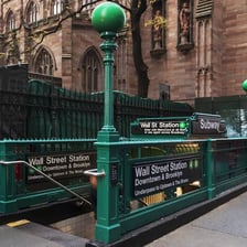 A New York City subway station or train bearing MTA branding