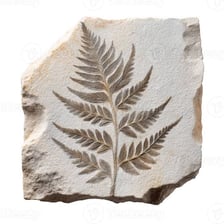 A living fern beside a fossilized fern impression