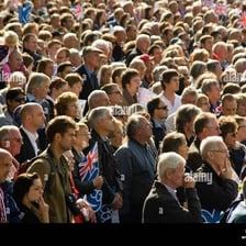 A large crowd gathered as a group.