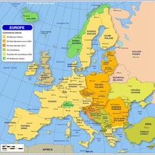 A map of Europe with Kosovo and Monaco identified.