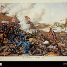 A battlefield scene representing war.