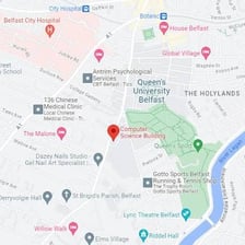 A GPS map displaying multiple labeled streets.