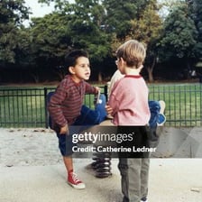 Two children having a playful argument.