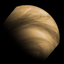 Venus shown as a cloudy rocky planet in space