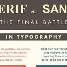 A typographic comparison showing letters with small serif strokes beside sans-serif letters