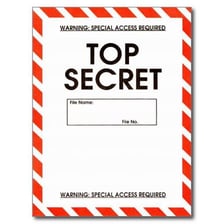 A classified dossier labeled with a spy’s code name.