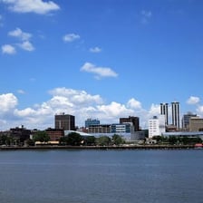 A view of Peoria, Illinois, along the Illinois River.