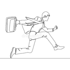 An illustration of a person running in an uncontrolled manner.