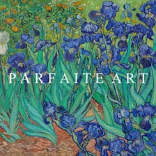 Vincent van Gogh’s colorful painting of iris flowers.