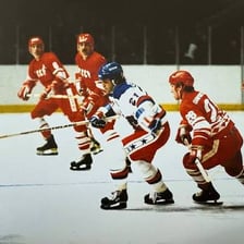 Hockey scene associated with the 1980 Miracle on Ice game