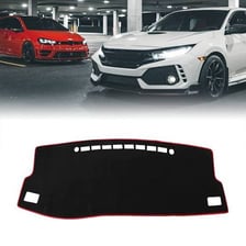 A car dashboard and a car’s front bumper, both examples of car parts.