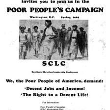 Archival-style scene of a 1968 Poor People’s Campaign march.