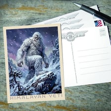 An illustration of the legendary Yeti in a snowy mountain setting.