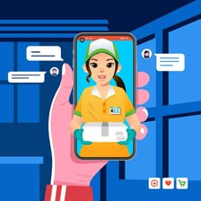 A restaurant food delivery being brought to a home