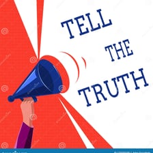 An illustration of a person admitting the truth in conversation.
