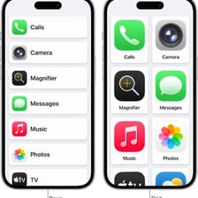 A smartphone displays a grid of application icons.