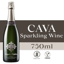 A bottle and glass of Spanish cava sparkling wine.