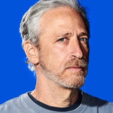A portrait of comedian and television host Jon Stewart.