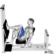 A person performing a single-leg press on an exercise machine