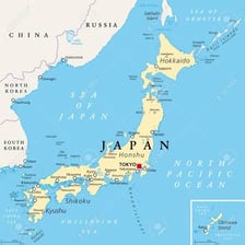 A map highlighting Honshu, Japan’s largest island.