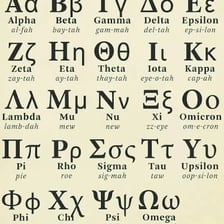 A Greek alphabet chart highlighting the letter iota