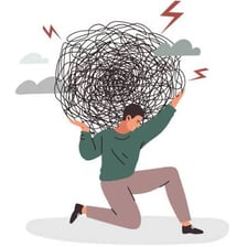 A person carrying a heavy load as a visual metaphor for a burden.