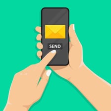 A smartphone messaging screen with a send control.