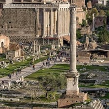 The ruins of the Roman Forum in Rome, Italy.