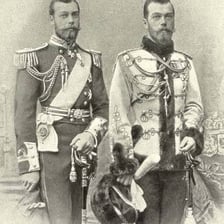 A historical photograph of George V and Nicholas II