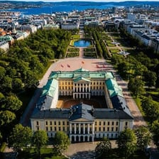 An Oslo city view with the Royal Palace in Norway.