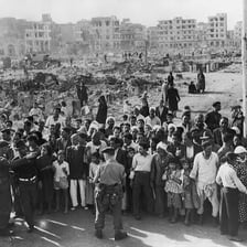A historical view of the Suez Canal during the 1956 crisis.