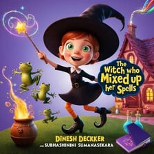 A storybook-style witch casting a spell.