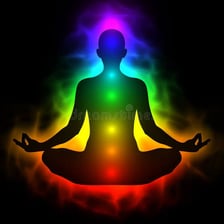 A stylized illustration showing a colored aura surrounding a person