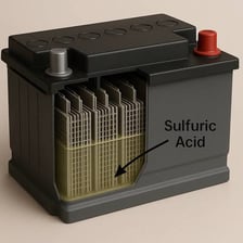 Open lead-acid automotive battery