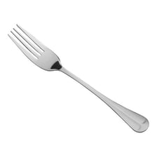 Close-up view of the pointed tines of a metal fork