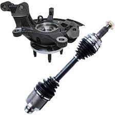 An axle connecting a pair of vehicle wheels.