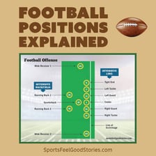An American football offensive line with a tackle blocking