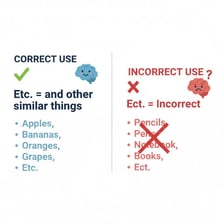 An educational illustration showing “etc.” expanded to “et cetera.”