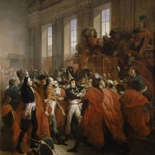 An illustration representing a coup d’état and a change in government power.