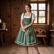 A traditional dirndl dress worn at Oktoberfest.