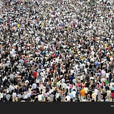 A large crowd gathered together